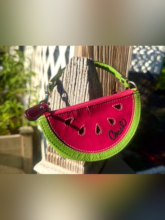 Coach Handbags - RARE 2006 Coach Pink and Green Leather Watermelon Coin Purse